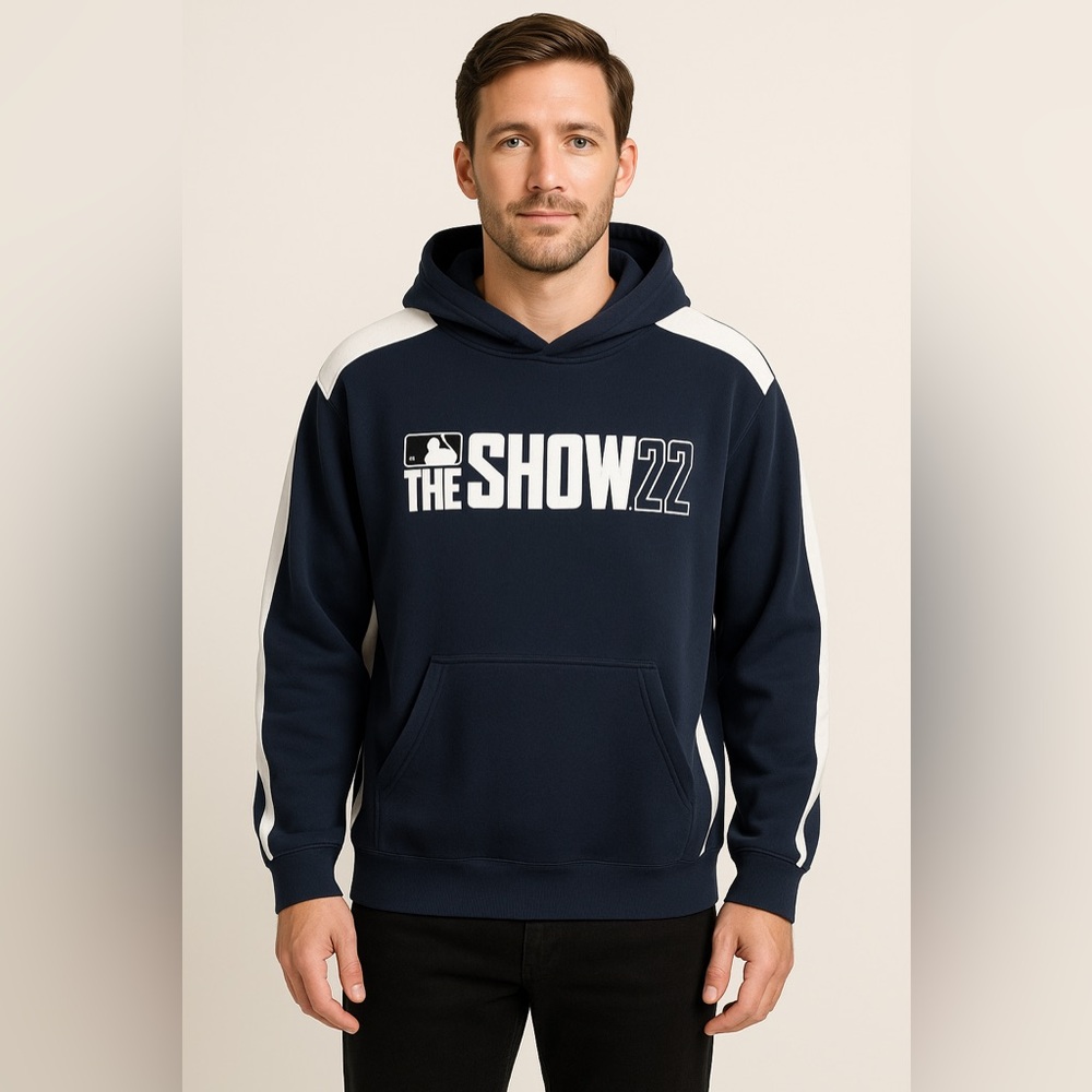 MLB The Show 22 Hoodie Men’s 2XL Black White Pullover Long Sleeve Baseball
